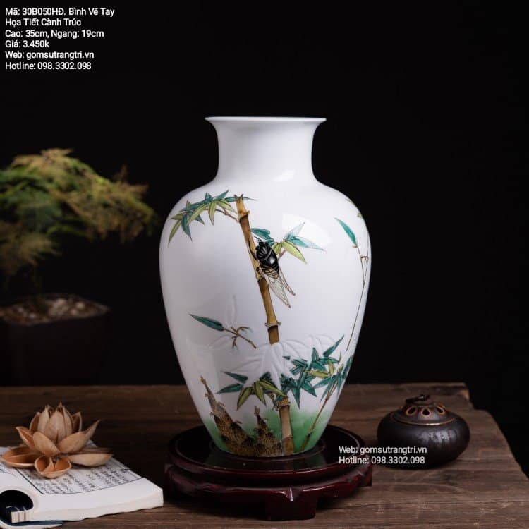 BÌNH VẼ TAY HỌA TIẾT CÀNH TRÚC